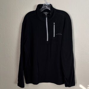 EDDIE BAUER Men's Long Sleeve Black Fleece Half Zip Size Medium